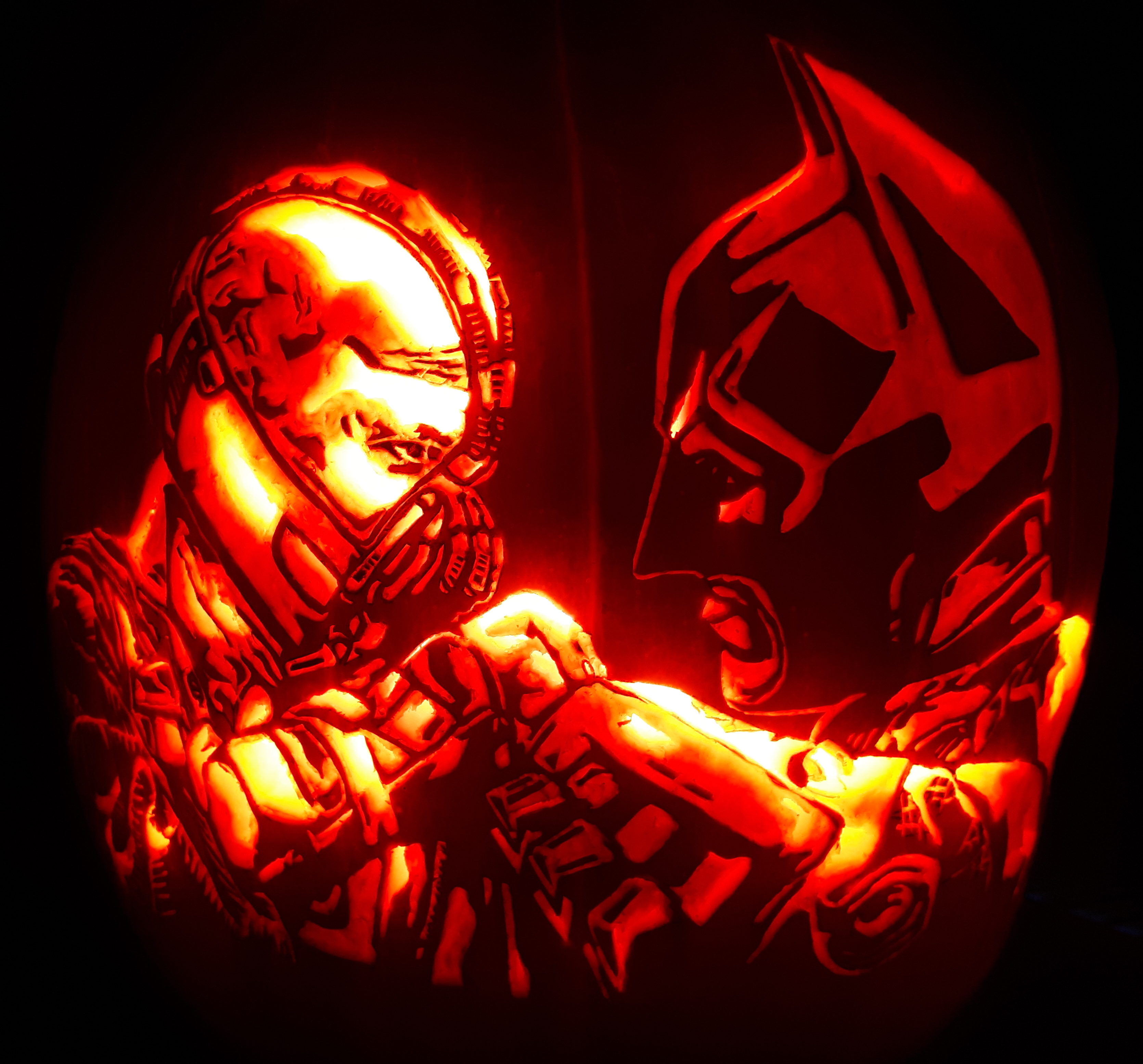 Bane and Batman Fighting Pumpkin